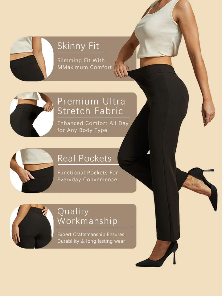 High-stretch Bootcut-broek met Slankmakende Pijpvorm, Mid-rise en Zakken