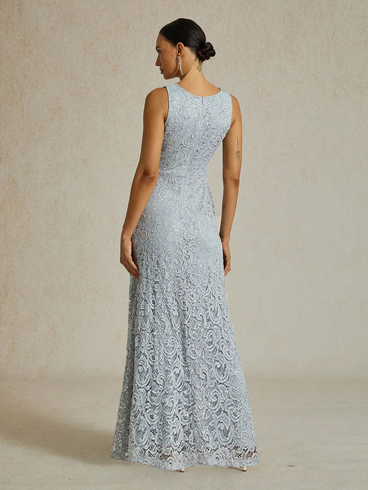 Maxi-Jurk Met Kant, Pailletten En Ruches