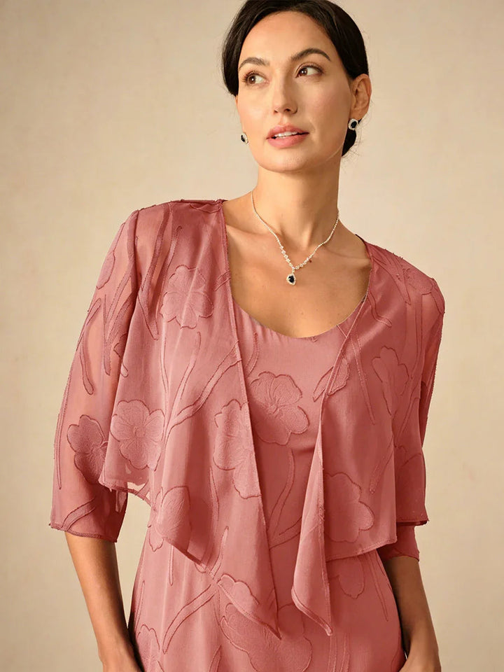 Doorschijnende Chiffon Bolero met Bloemenprint en 3/4-mouwen