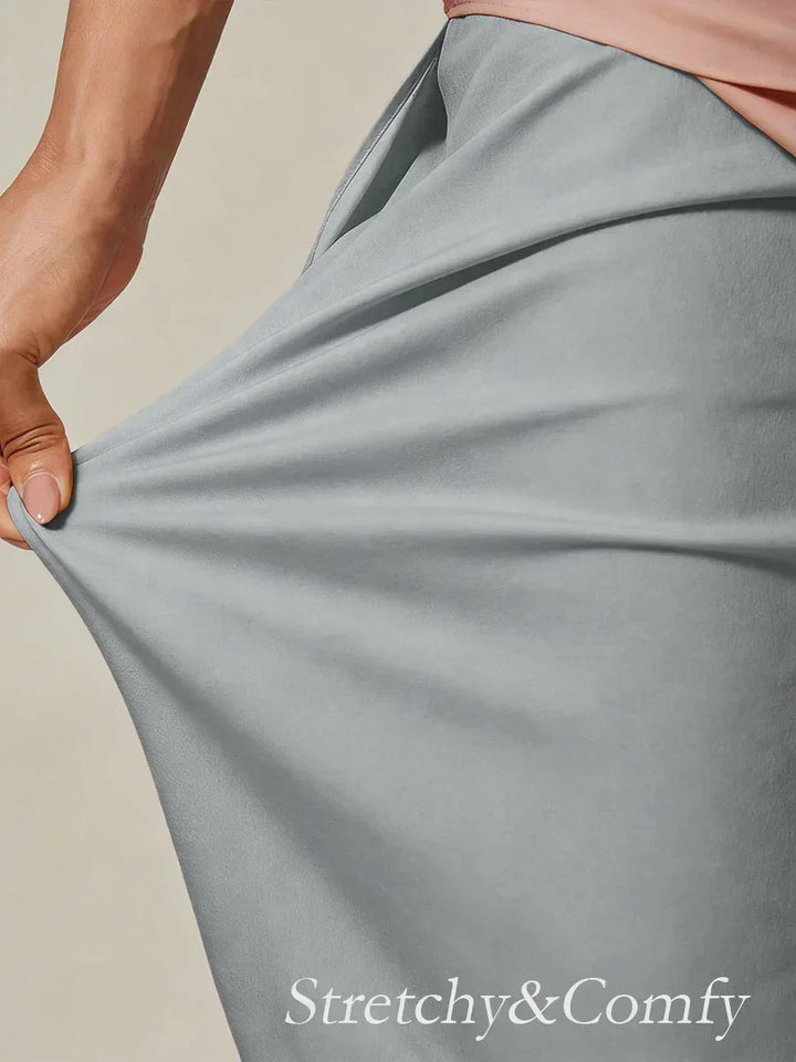 Cropped-Lengte Broek Met Rechte Pijpen En Chiffon Split-Overlay
