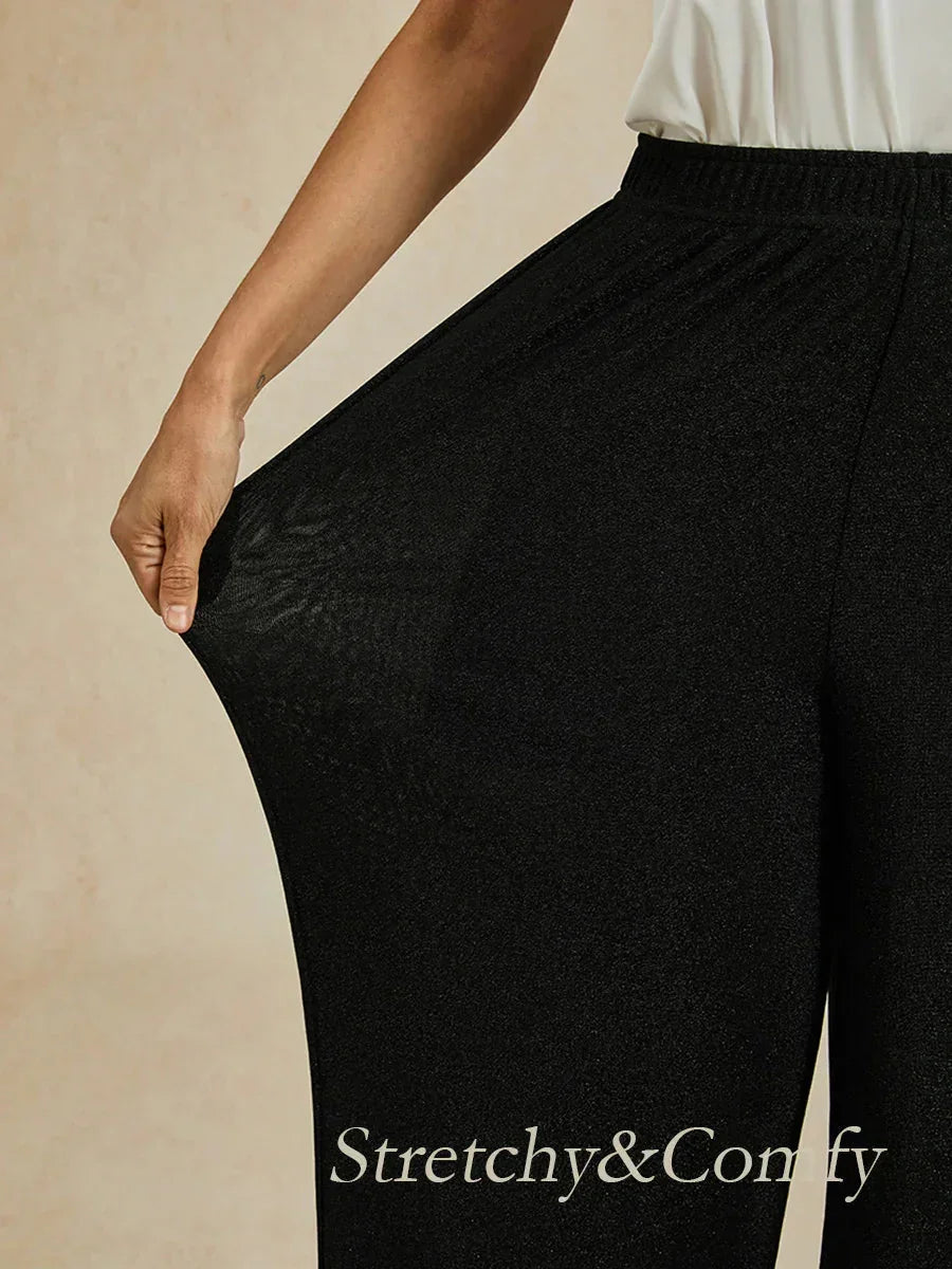 Metallic gebreide broek met rechte pijpen