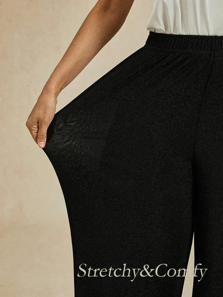 Metallic gebreide broek met rechte pijpen