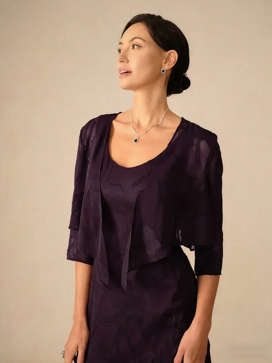 Bloemenprint Doorschijnende Chiffon Bolero Met 3/4-mouwen