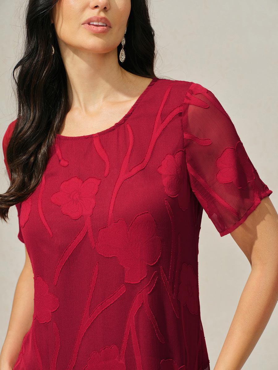 Doorzichtige Chiffonjurk met Bloemenprint, Knielengte, A-lijn