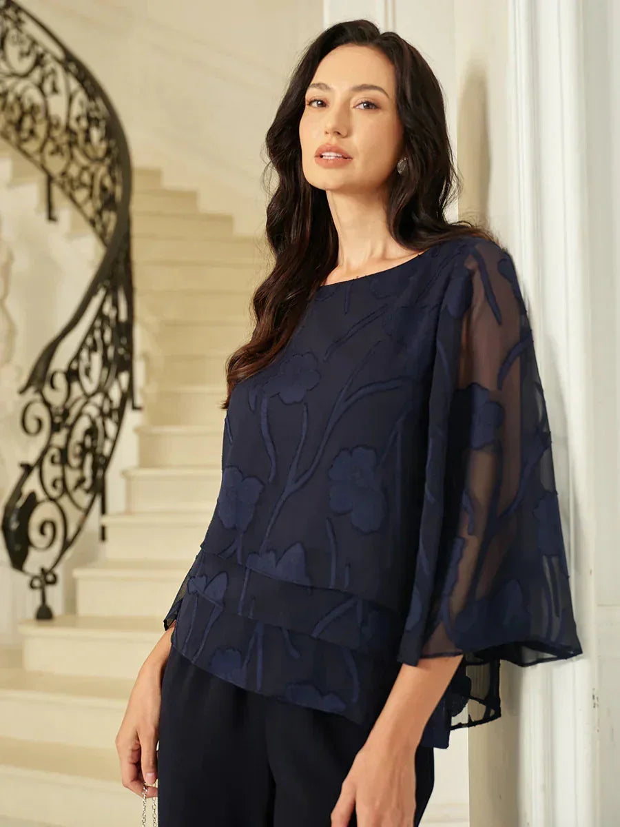 Gelaagde Chiffonblouse met Bloemen