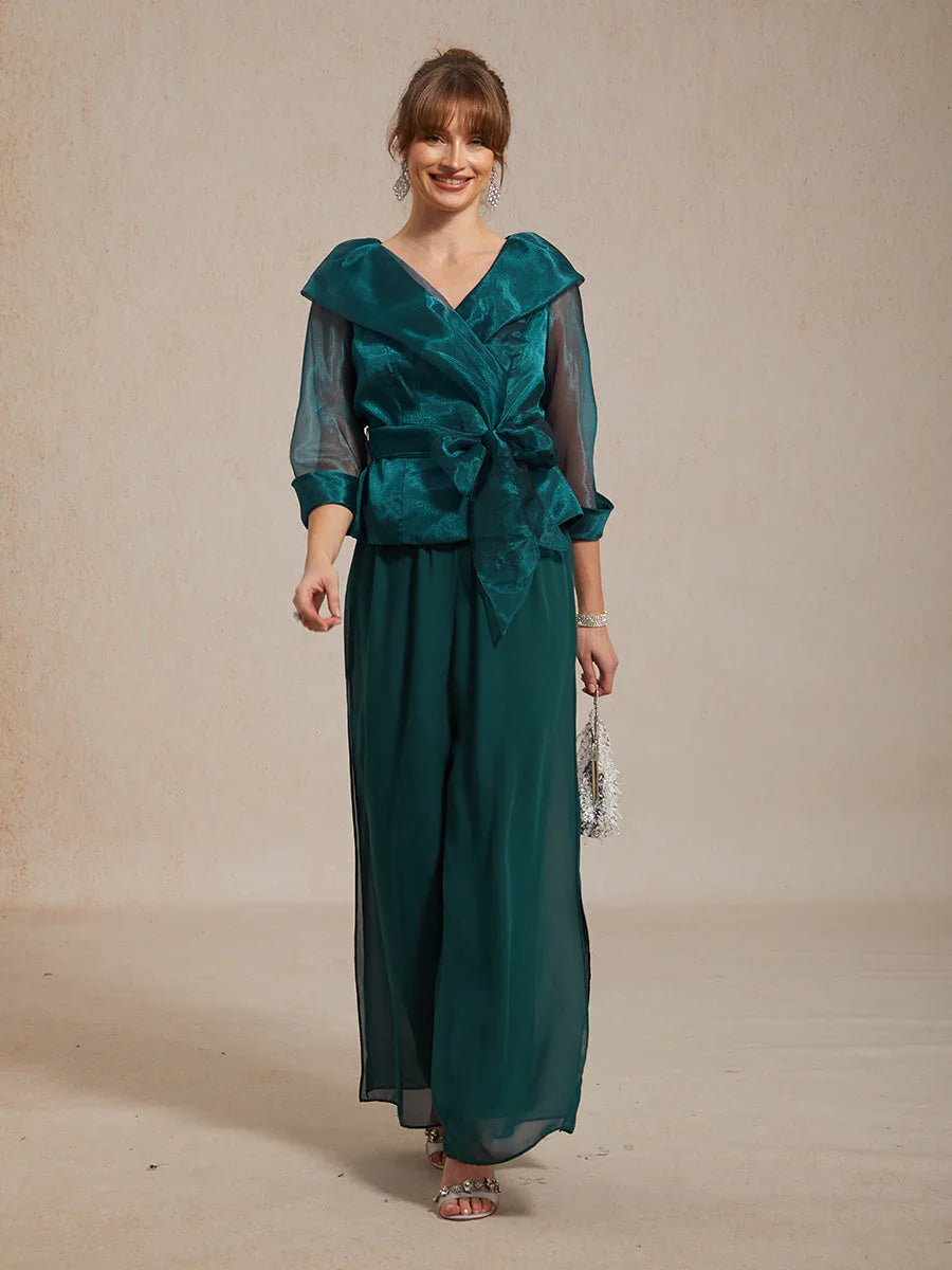 Transparante Organza Blouse met Kraag en Strik