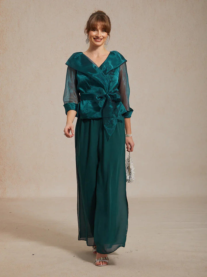 Transparante Organza Blouse met Kraag en Strik