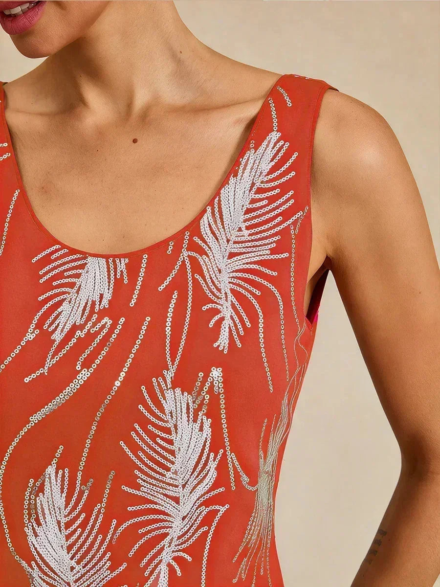 Elegant Twinset met Mandarijnkraag en Pailletten