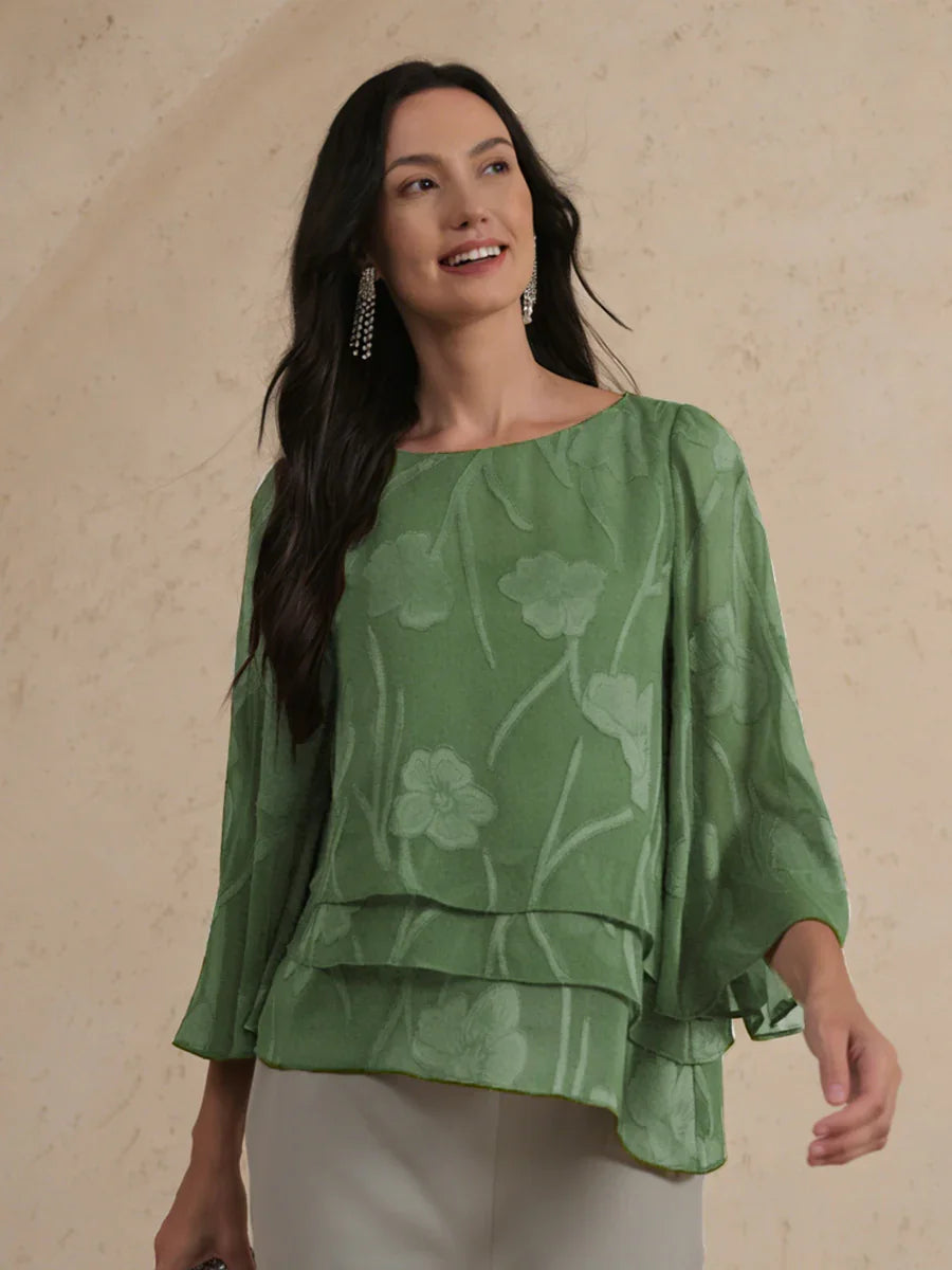 Chiffon Bloemenlaagjes Blouse