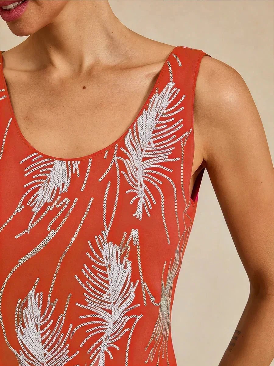 Elegant Twinset met Mandarijnkraag en Pailletten