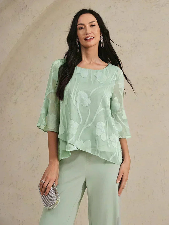 Elegante chiffon blouse met asymmetrische zoom