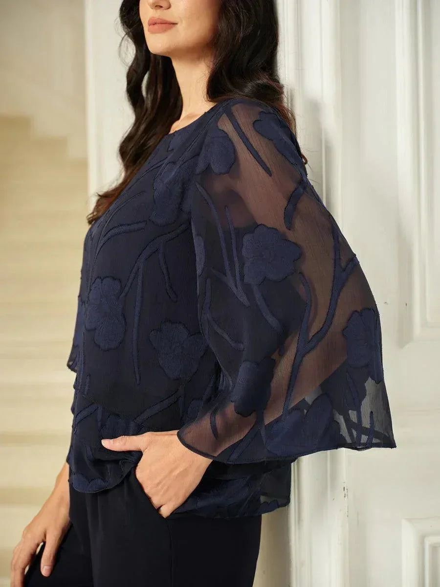 Gelaagde Chiffonblouse met Bloemen