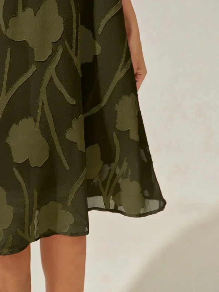 Bloemenprint Doorschijnende Chiffon Knielange A-lijnjurk