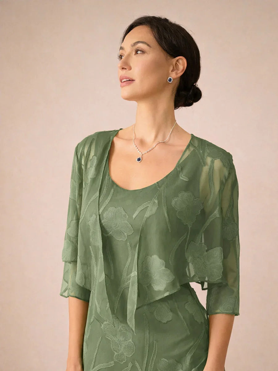 Bloemen-Doorschijnende Chiffon Shrug met 3/4-Mouwen