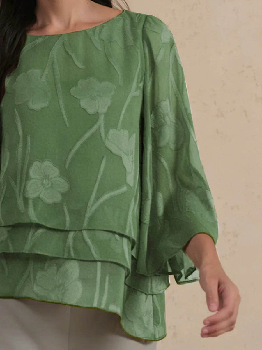 Chiffon Bloemenlaagjes Blouse