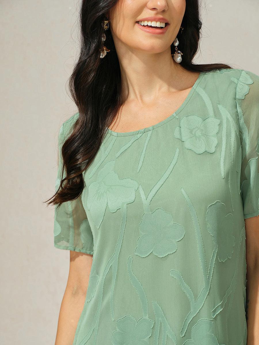 Bloemenprint Doorzichtige Chiffon Knielange A-lijnjurk