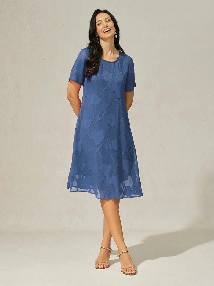 Transparante Chiffonjurk met Bloemenprint, Kniehoogte, A-lijn