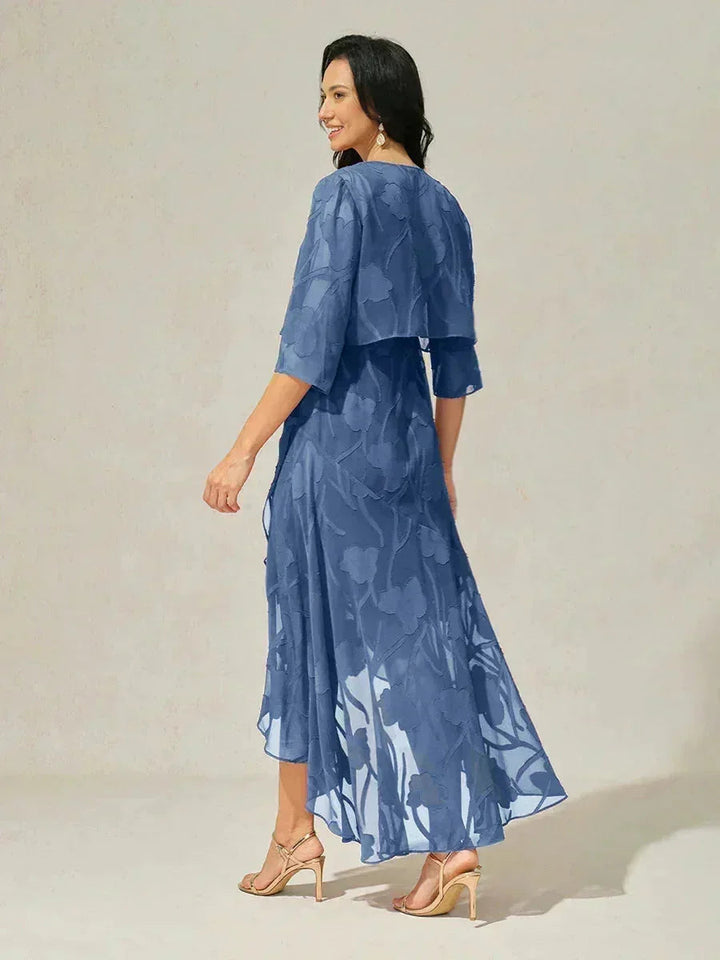 Bloemenchiffon Mouwloze Avondjurk met Asymmetrische Zoom