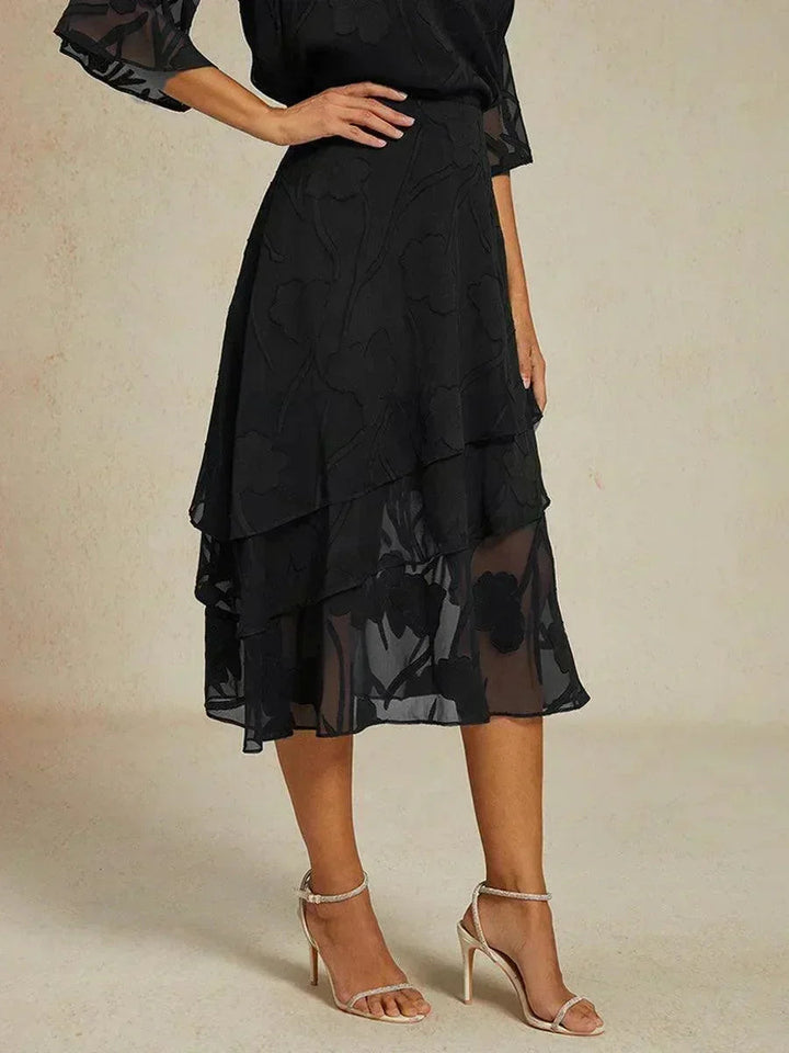 Chiffon Midi-Rok met Bloemen