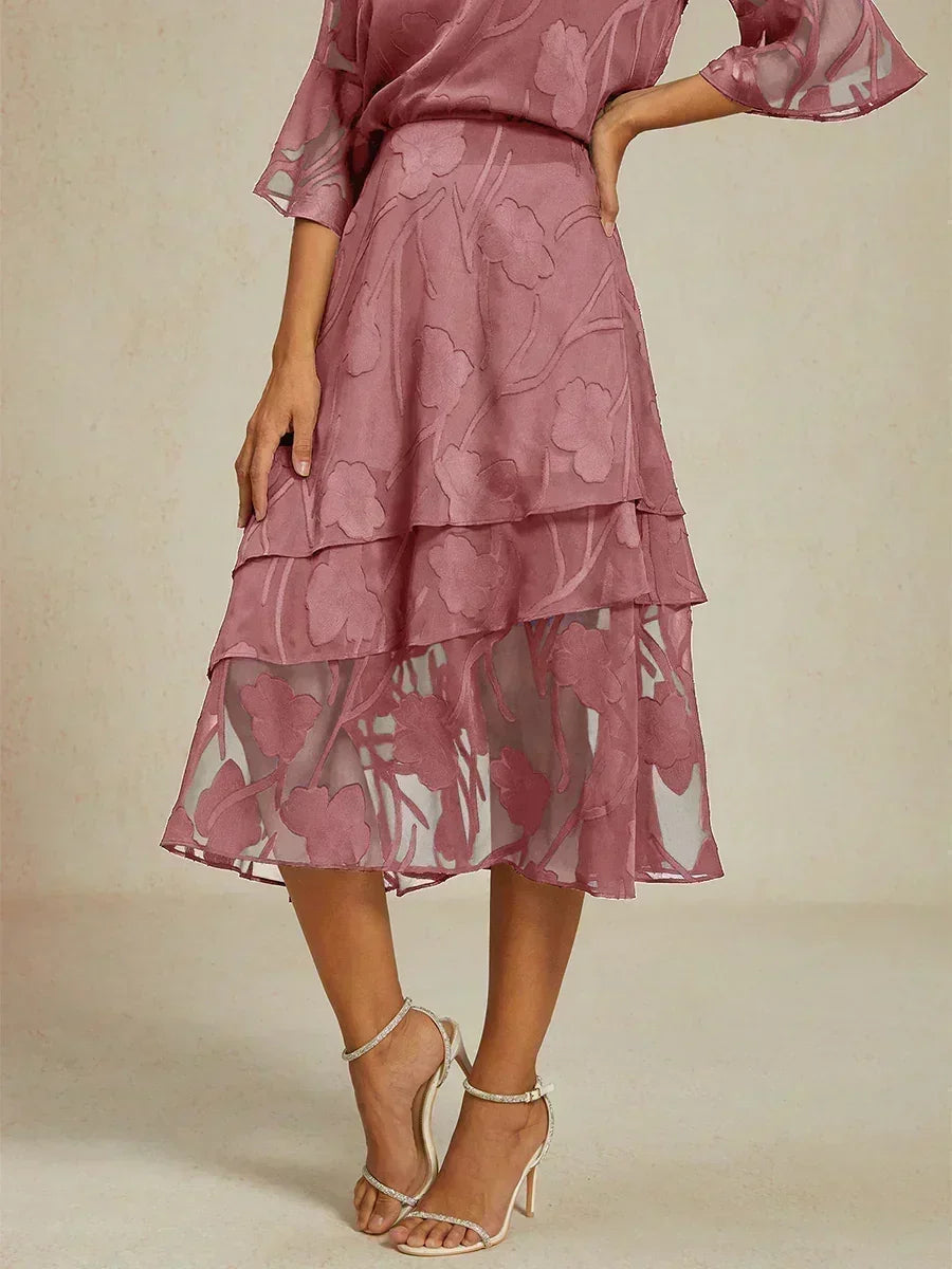Gebloemde Chiffon Midi-Rok