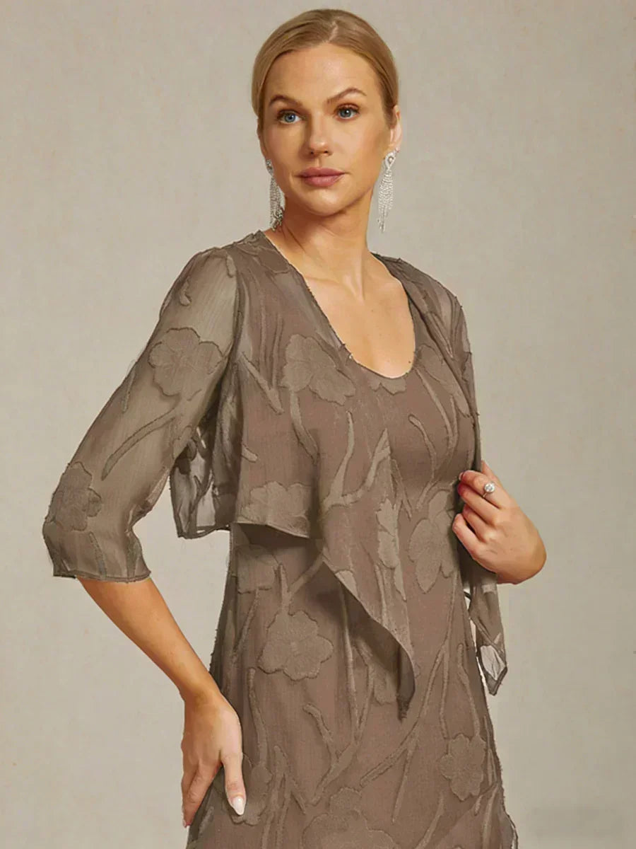 Bloemen-Doorschijnende Chiffon Shrug met 3/4-Mouwen
