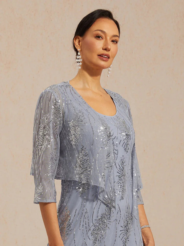 Mesh Sequin Short Shrug with 3/4 Sleeves