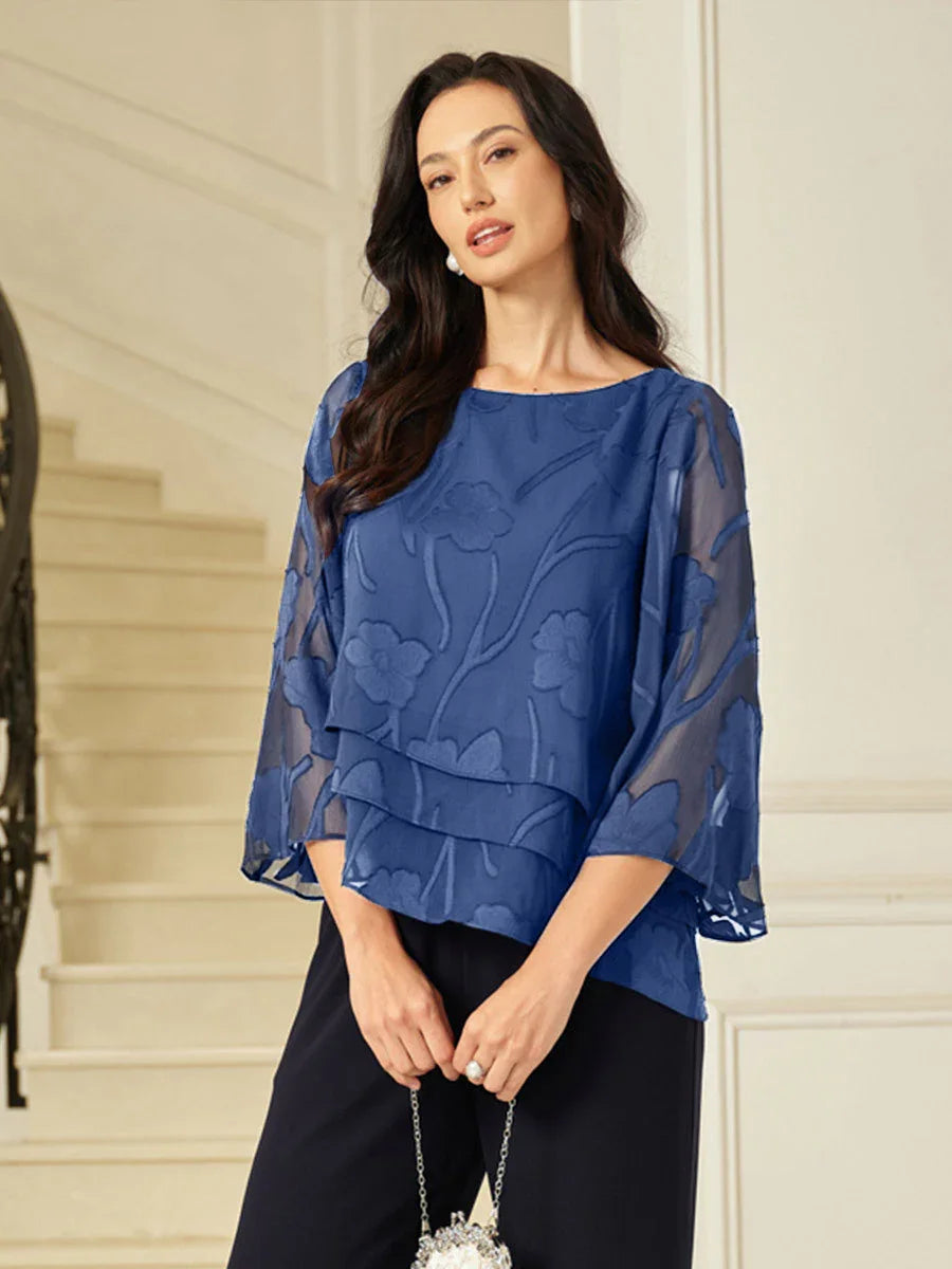 Chiffon Bloemenlaagjes Blouse