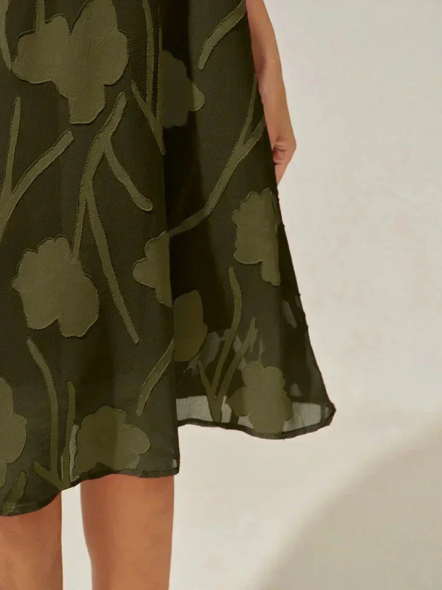 Bloemenprint Doorzichtige Chiffon Knielange A-lijnjurk