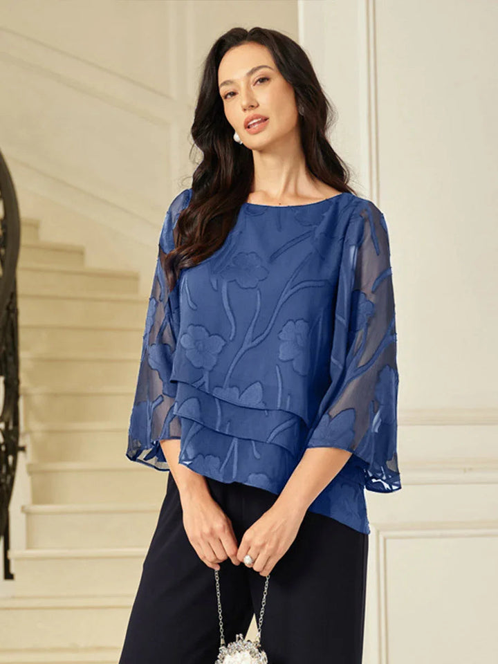 Chiffon Bloemenlaagjes Blouse