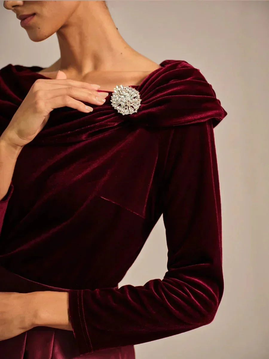 Fluwelen Blouse met Lange Mouwen en Gerimpelde Kraag