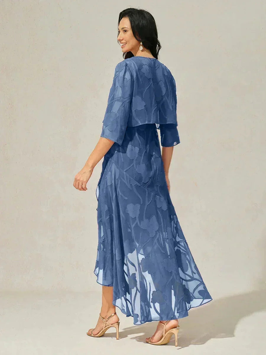 Doorschijnende Chiffon Bolero met Bloemenprint en 3/4-mouwen