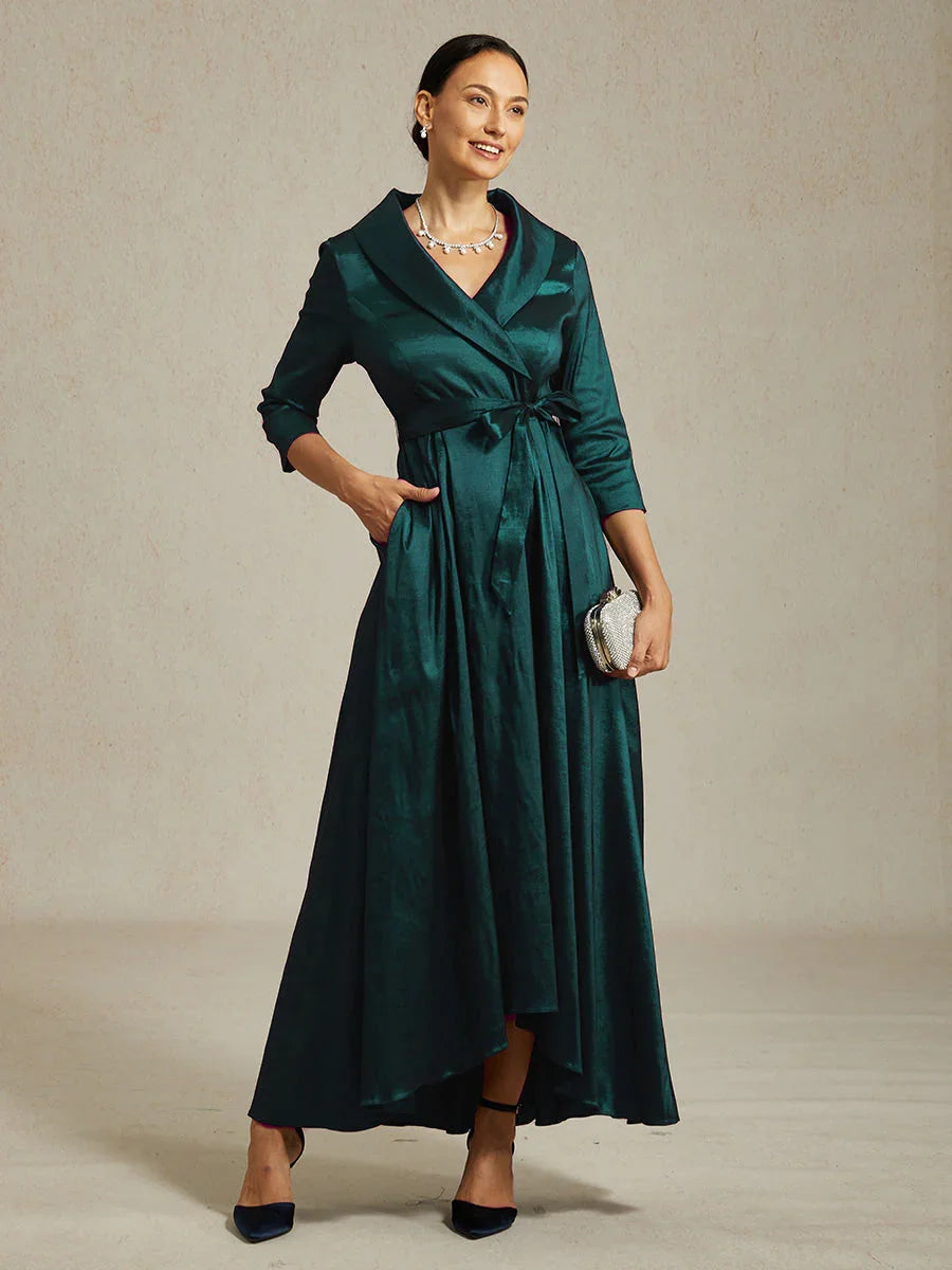 Stretch-taffeta Cocktailjurk met Bindceintuur