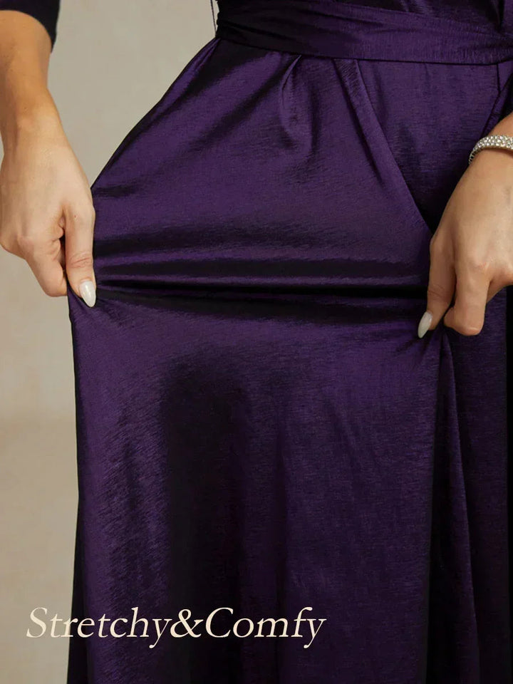 Stretch Taffeta Cocktailjurk Met Strikceintuur