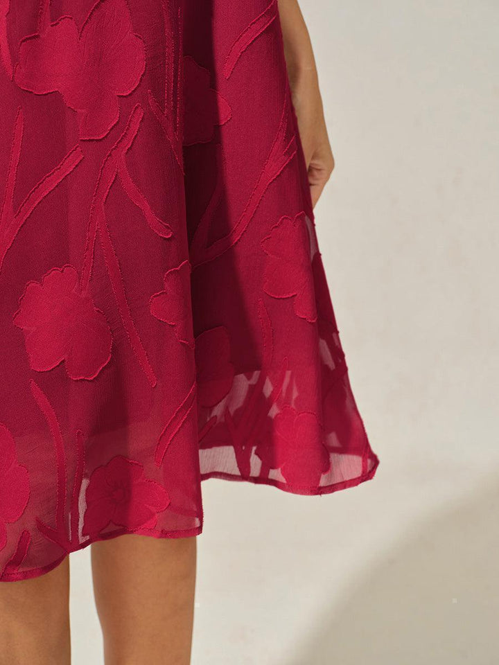 Bloemenprint Doorschijnende Chiffon Knielange A-lijnjurk