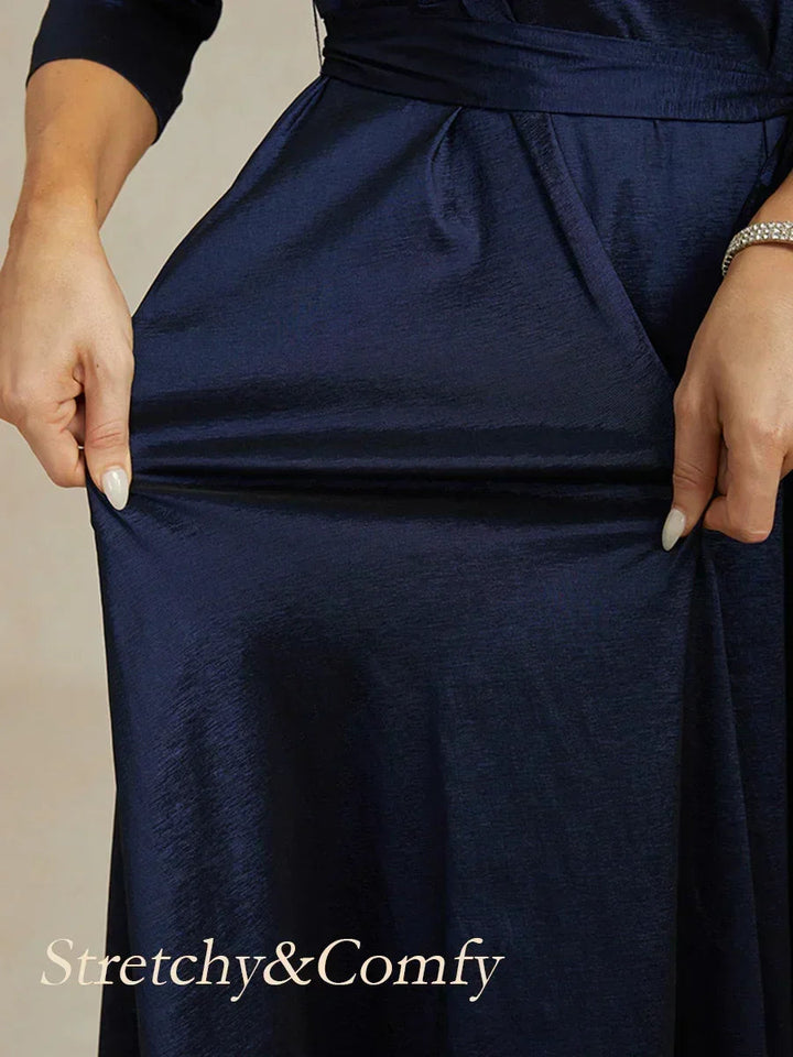 Stretch-taffeta Cocktailjurk Met Strikceintuur