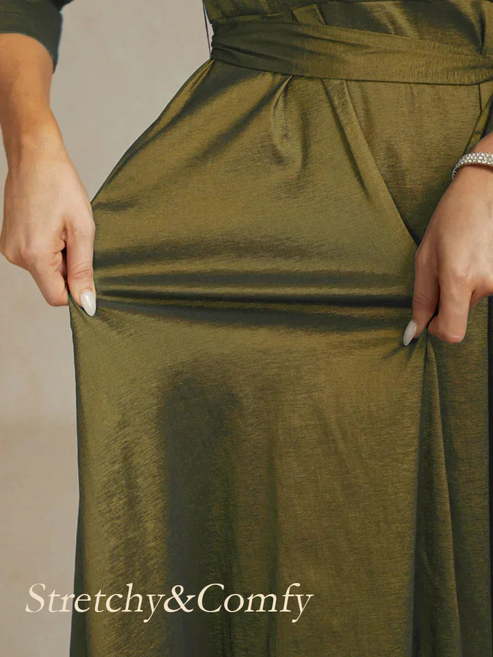 Stretch Taffeta Cocktailjurk Met Strikceintuur