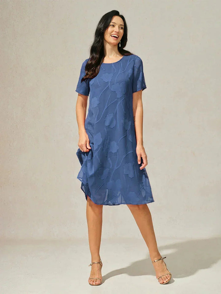 Transparante Chiffonjurk met Bloemenprint, Kniehoogte, A-lijn
