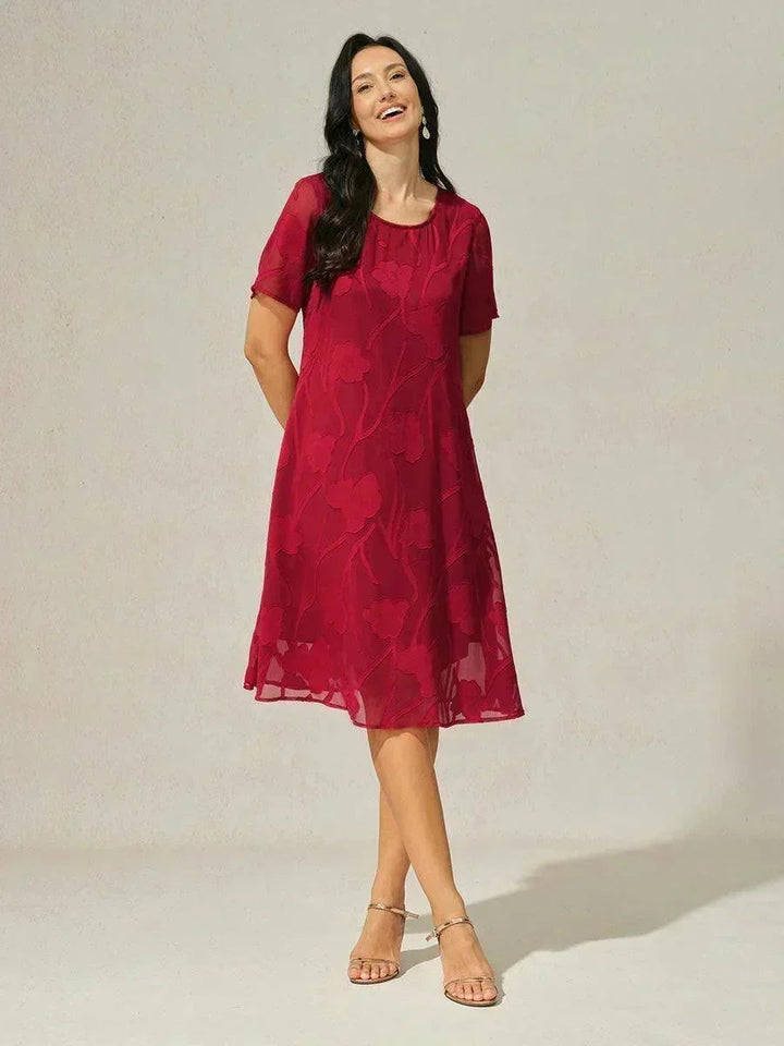 Bloemenprint Doorzichtige Chiffon Knielange A-lijnjurk