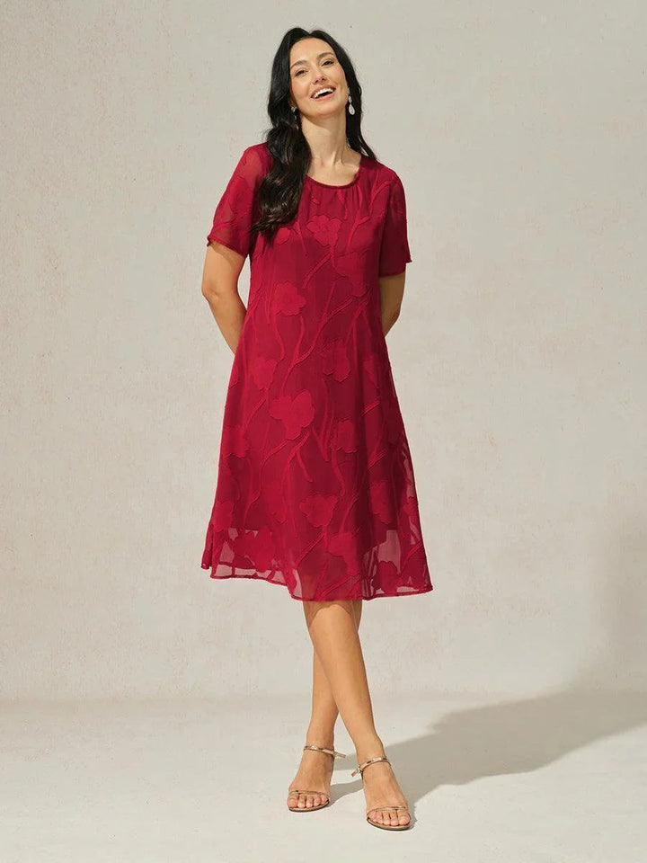 Transparante Chiffonjurk met Bloemenprint, Kniehoogte, A-lijn
