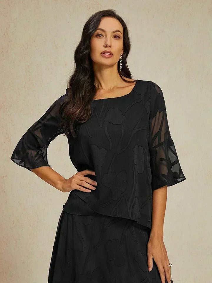 Elegante Chiffonblouse met Asymmetrische Zoom