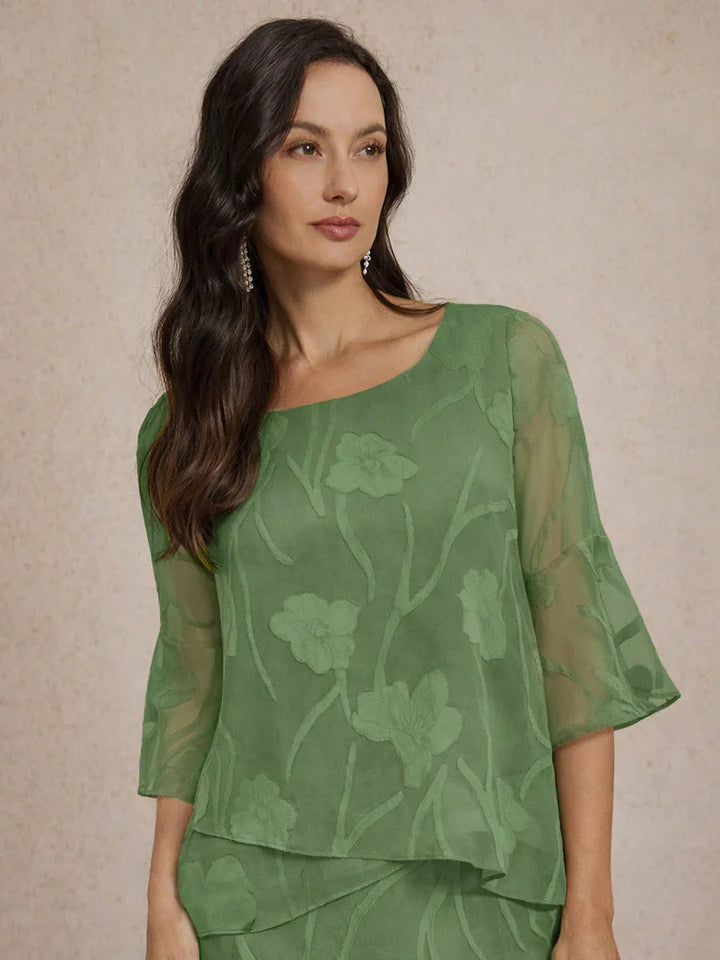 Elegante Chiffonblouse met Asymmetrische Zoom