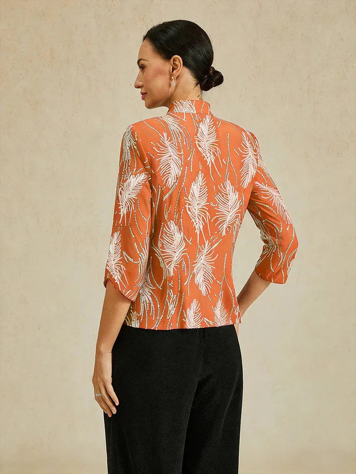 Elegante Mandarijnkraag Pailletten Twinset