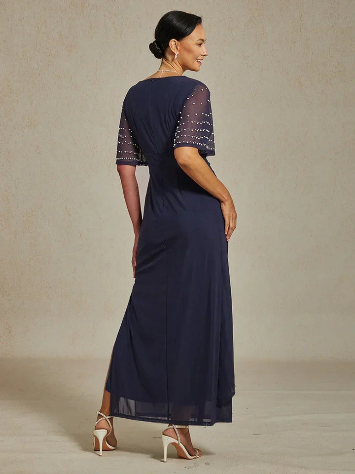 Elegante Formele Jurk met Versierde Fluttermouwen