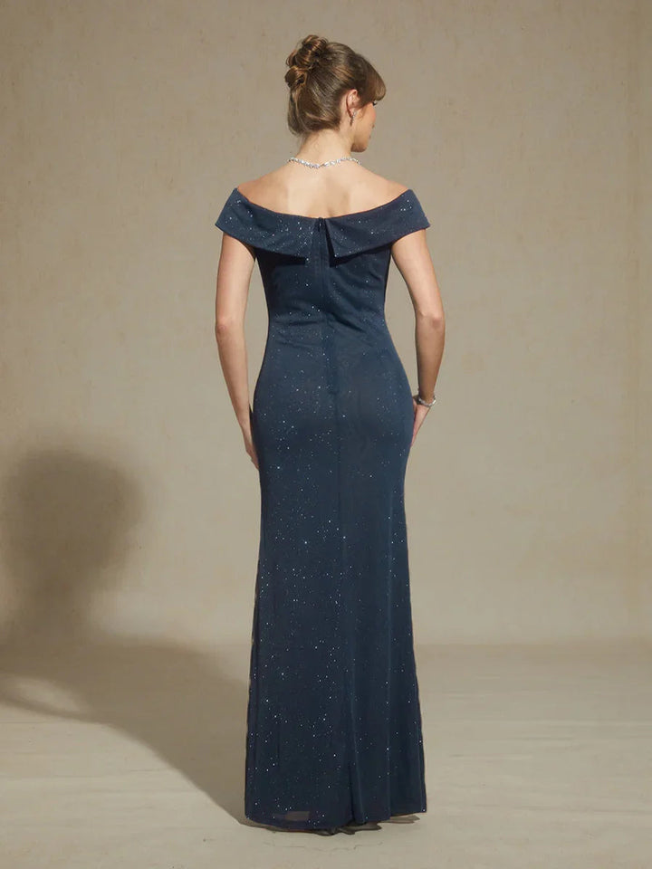 Off-Shoulder Vloerlange Jurk met Strassdetail