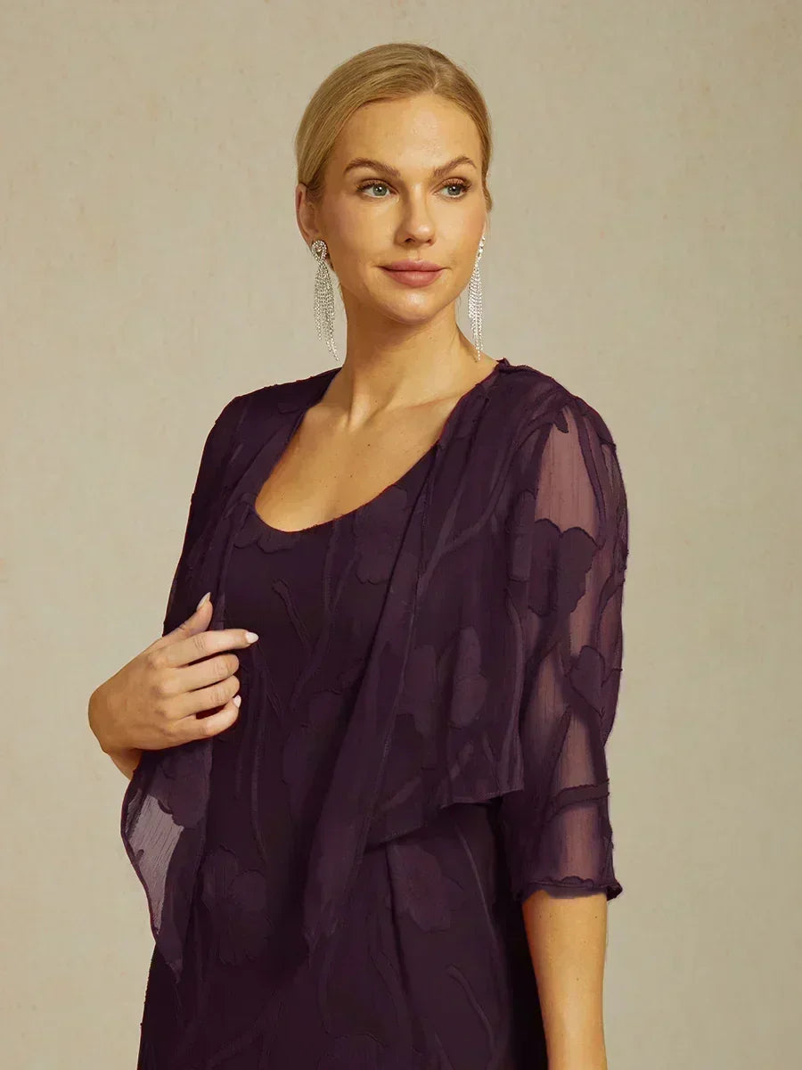 Bloemige Doorschijnende Chiffon 3/4-Mouw Bolero