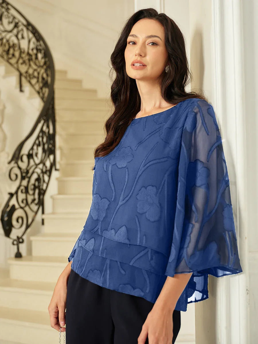 Gelaagde Chiffonblouse met Bloemen
