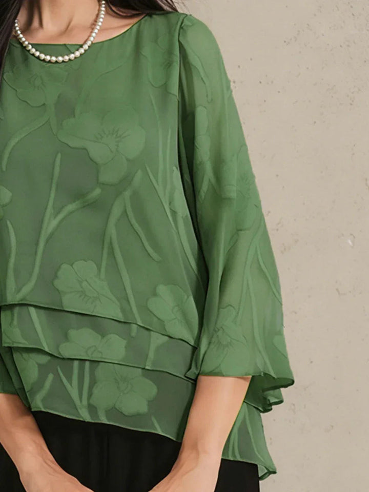 Chiffon Bloemenlaagjes Blouse