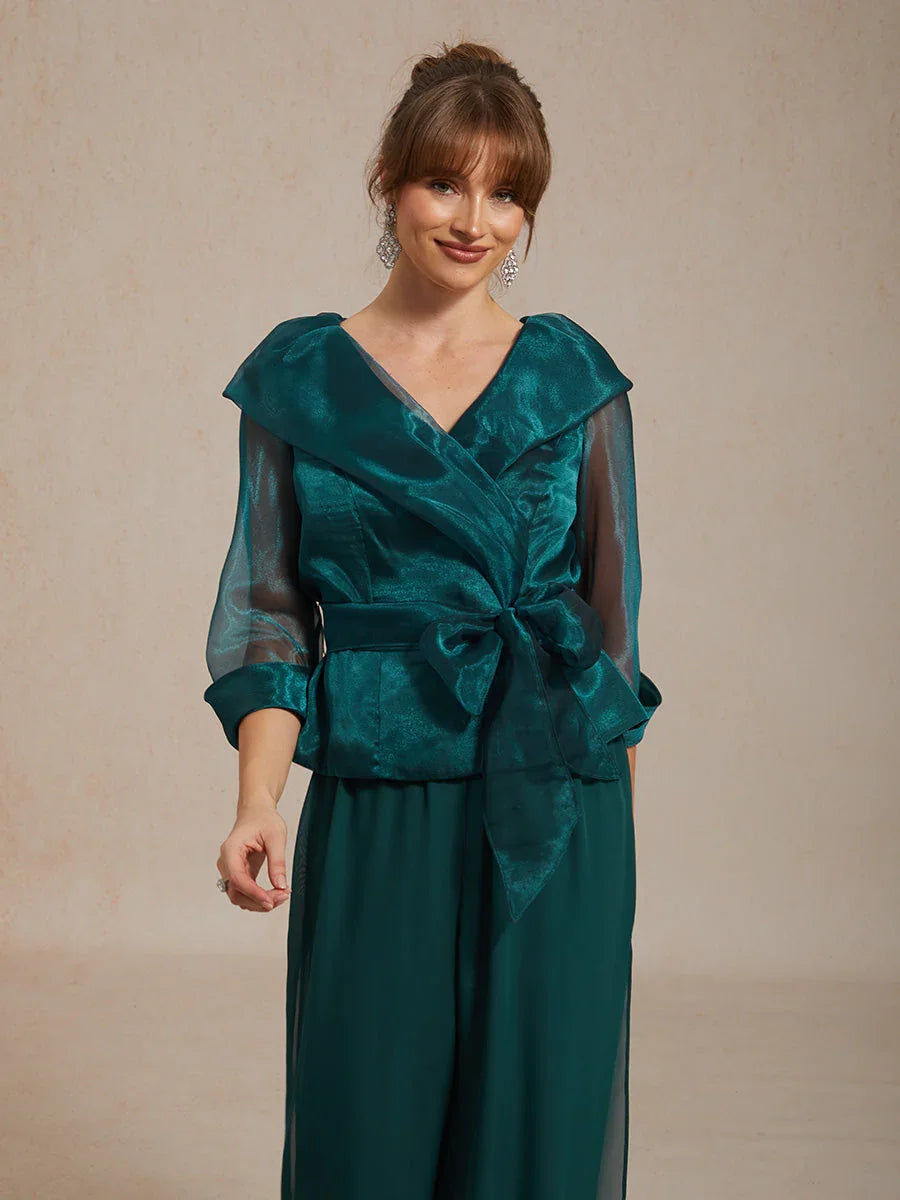 Transparante Organza Blouse met Kraag en Strik