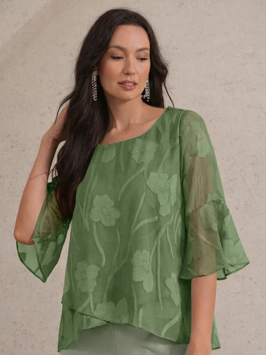 Elegante chiffon blouse met asymmetrische zoom