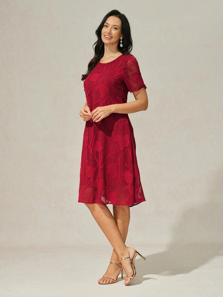 Transparante Chiffonjurk met Bloemenprint, Kniehoogte, A-lijn